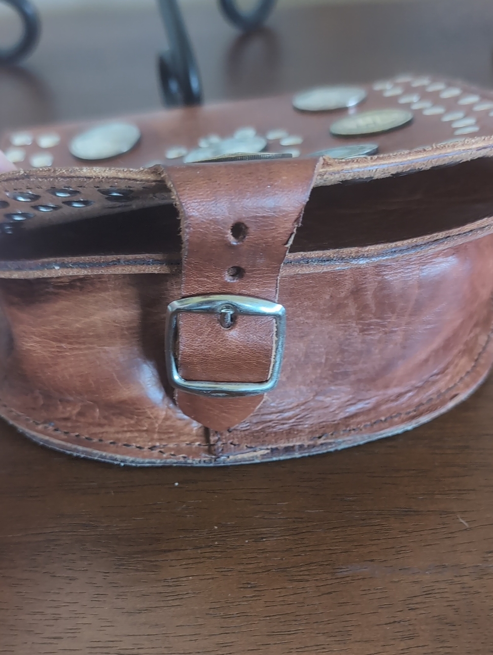 Vintage Moroccan Leather Belt/Cross Shoulder Bag Vintage European Coins Unisex - Picture 7 of 15